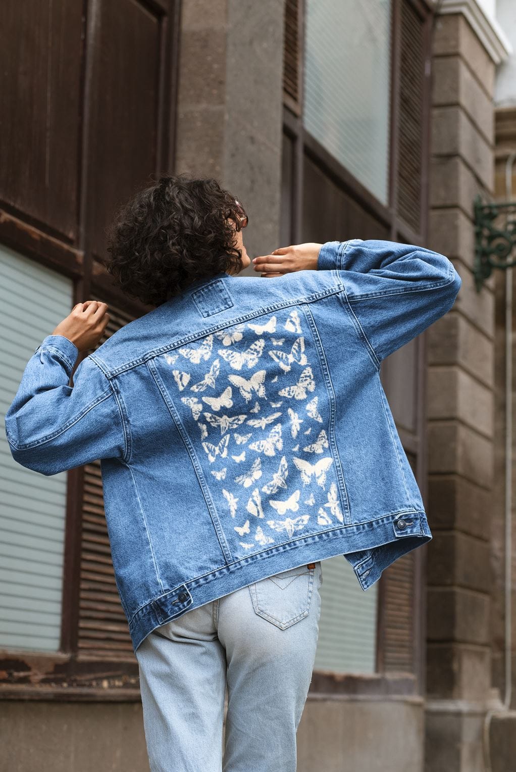 butterfly jean jacket for surface pattern design licensing