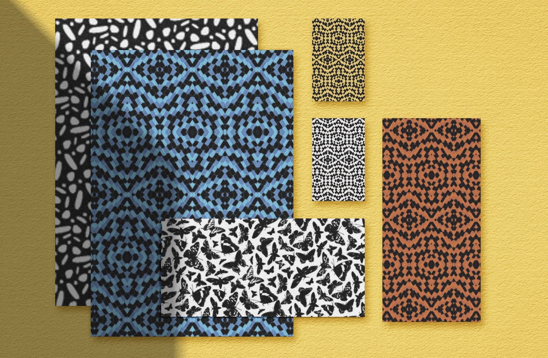 butterfly stationery set for surface pattern design licensing, microscopic art