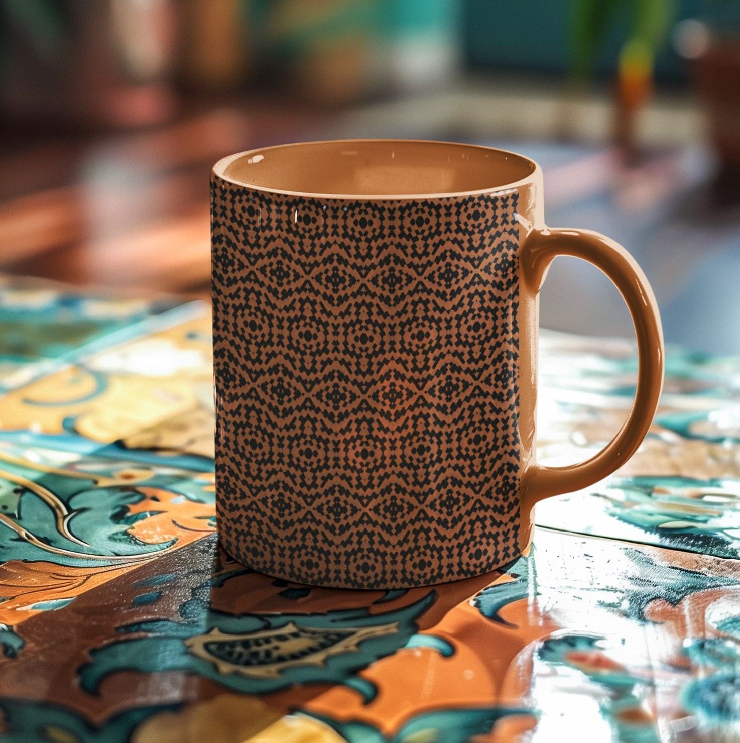 monarch butterfly coffee mug for surface pattern design licensing, microscopic art