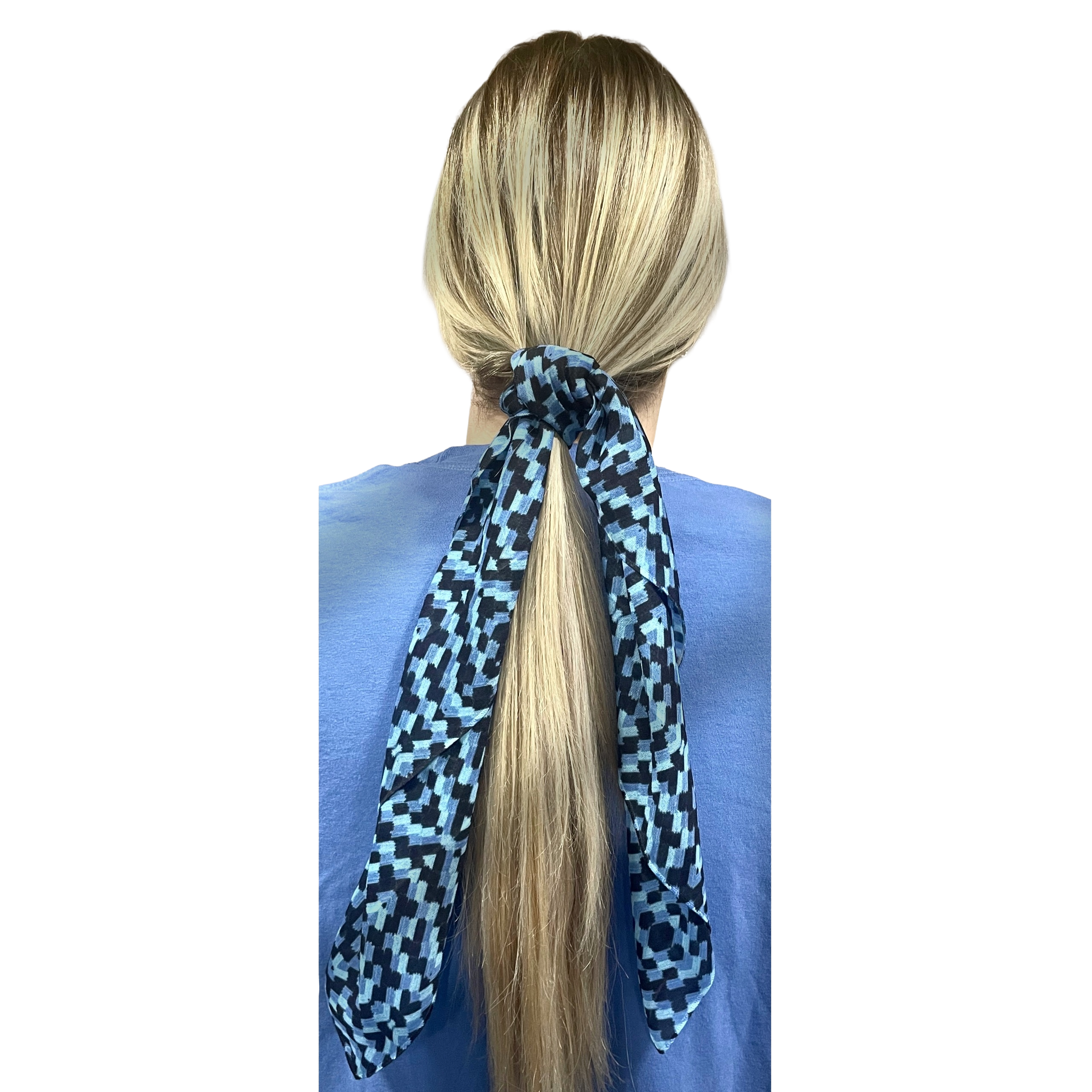 scarf tied in hair