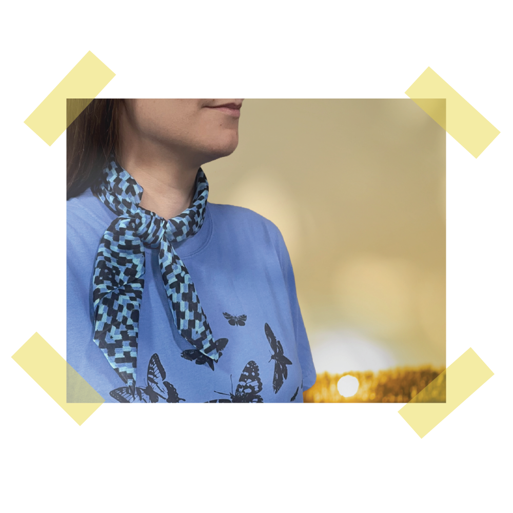 blue morpho tee and scarf
