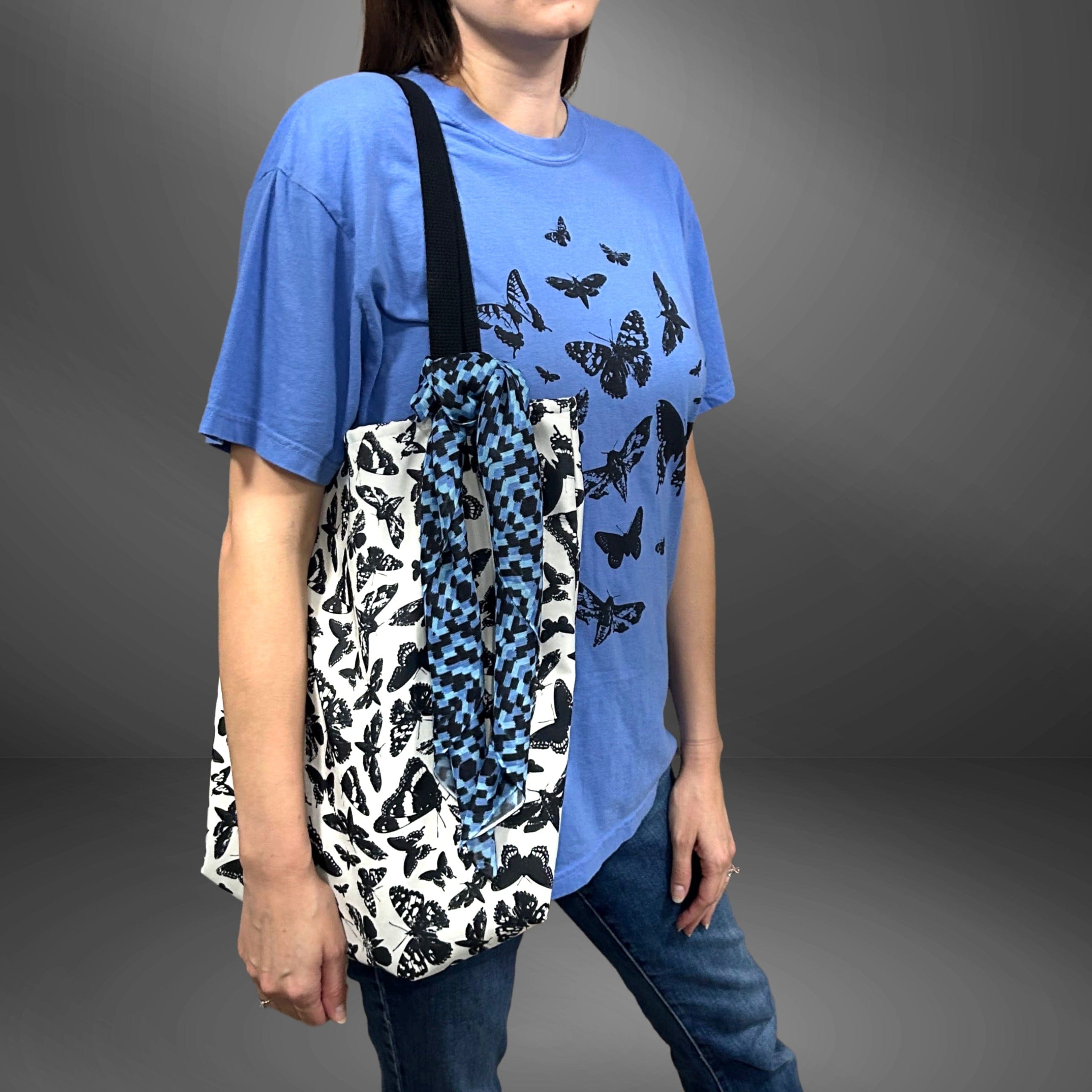 butterfly tote and blue morpho scarf